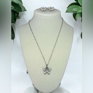 Silver Butterfly Necklace Set 18k laminated gold
